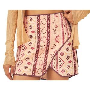 Cleo Print Faux Wrap Cotton Mini Skirt in Multi Combo Size 2